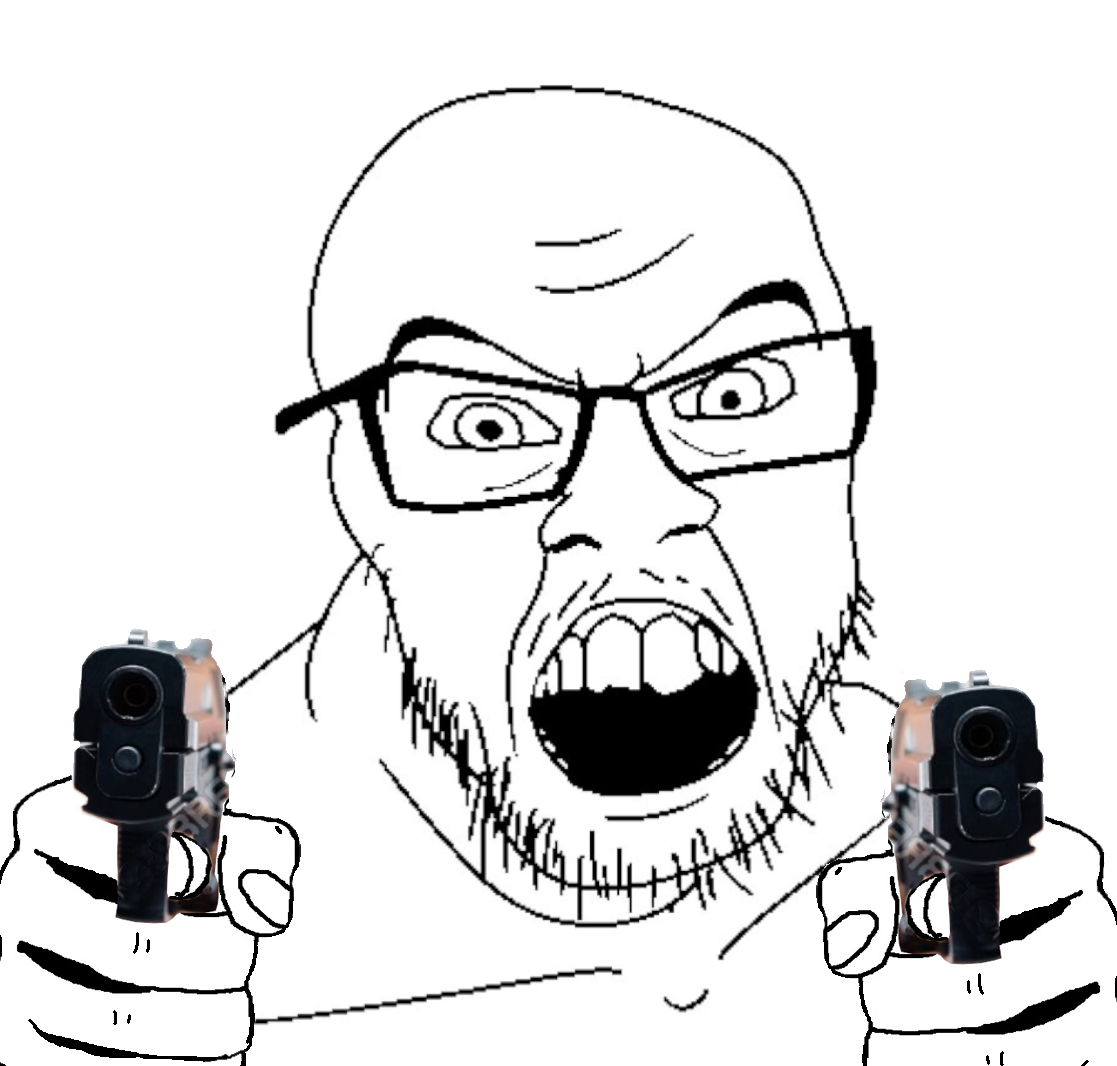 10552 - angry arm firearm glasses gun hand mustache open_mouth pointing pointing_at_viewer soy...png