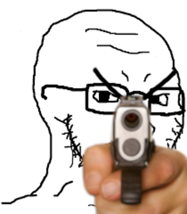 3009 - angry glasses gun hand holding_object pistol soyjak stubble threatening variant_soyak.png