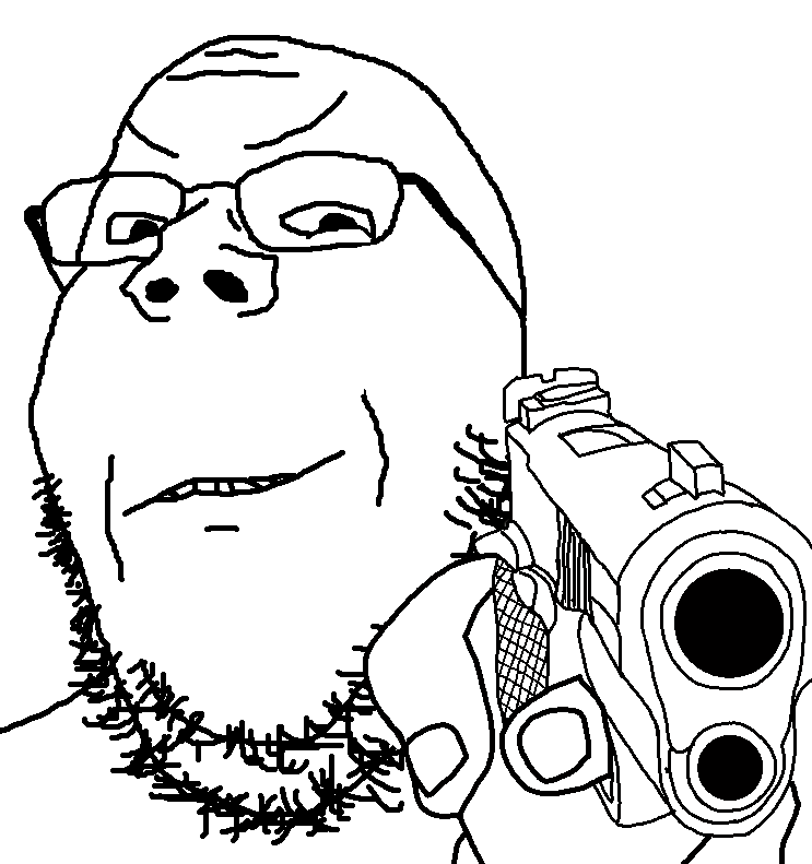 9159 - glasses gun hand holding_object pistol smile smirk smug soyjak stubble variant_gapejak.png