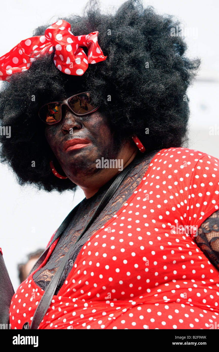 big-momma-black-woman-man-wearing-funny-mask-disguise-red-dress-hair-B2F9WK.jpg