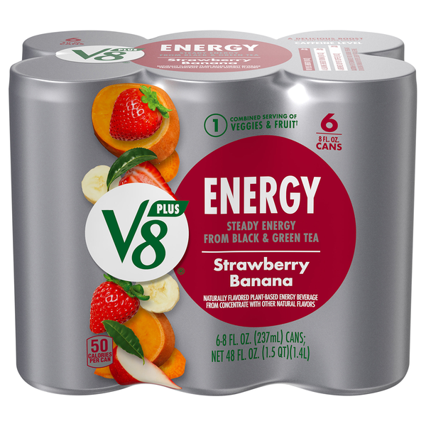 Save on V8 +Energy Strawberry Banana Flavored Beverage - 6 pk Order Online  Delivery | Food Lion